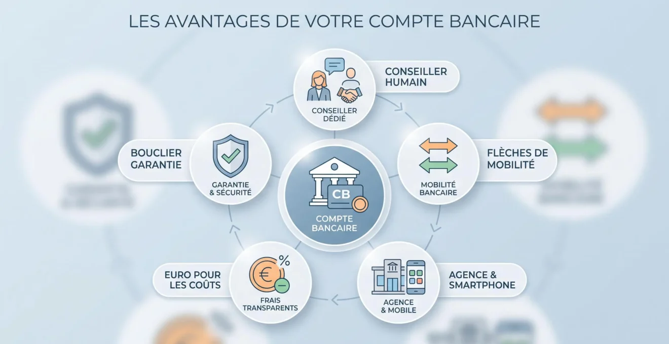 Schéma des critères pour choisir une banque à la retraite